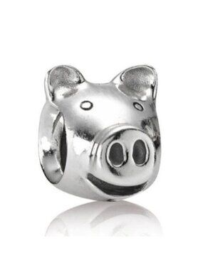 Pandora Retired Pig Animal Head Charm Bead 790214 Sterling Silver